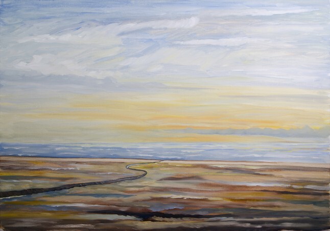 Peaceful beach landscape - original oil on canvas painting